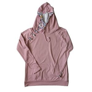 Rogue Pink Floral Pattern Drawstring Nursing Hoodie Sweatshirt Women's Size 3XL